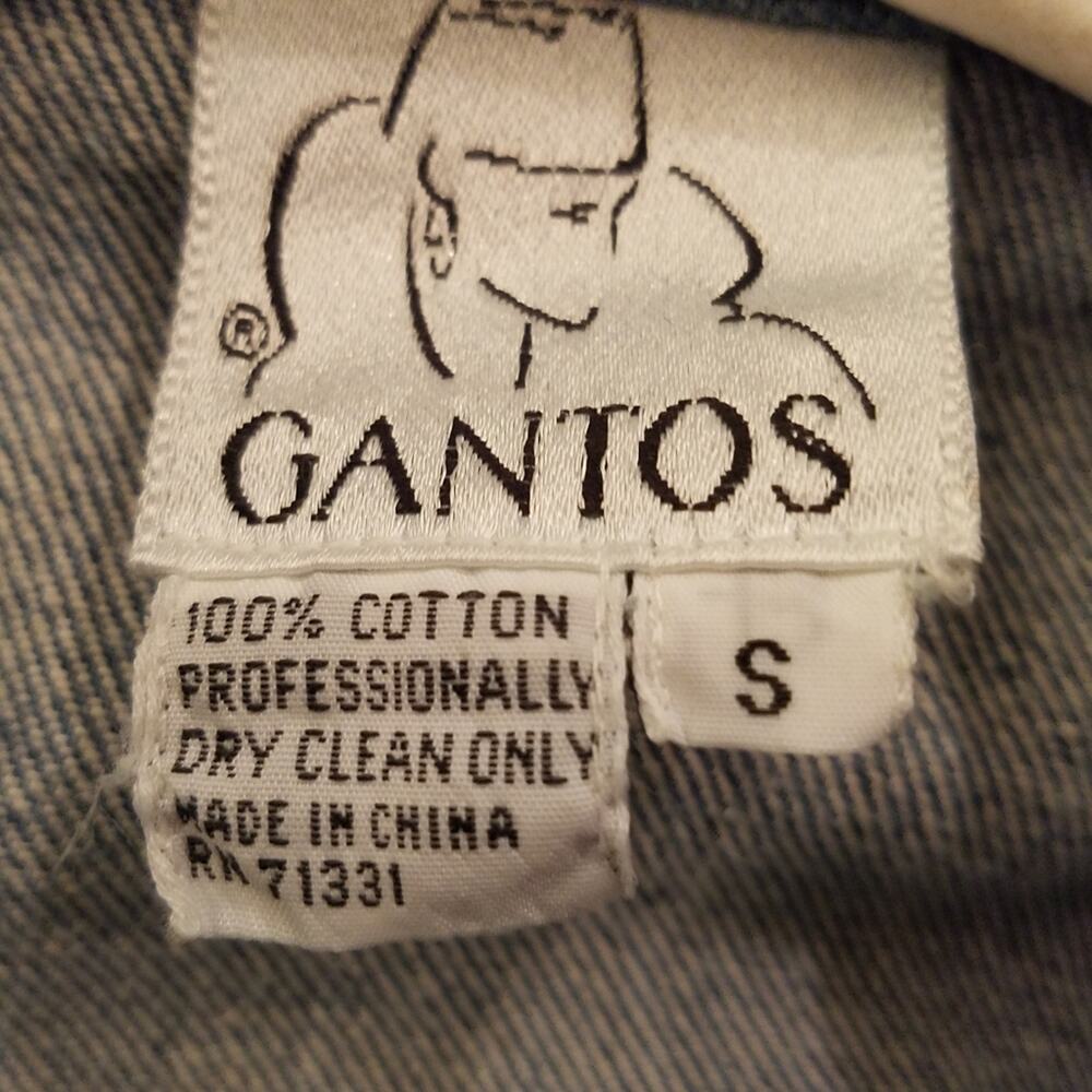GANTOS Vintage 80's Denim Silver-Laced Motorcycle Jacket Size Small - Picture 9 of 10
